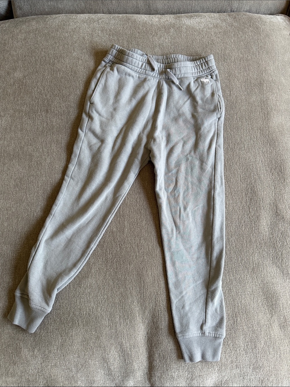 Kids Abercrombie Light Gray Sweat Joggers with Drawstring